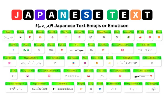 Japanese Text Emojis or Emoticon ٩(◕‿◕。)۶