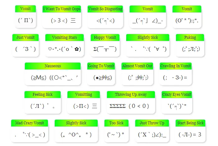 Vomit Text Emojis & Emoticon
